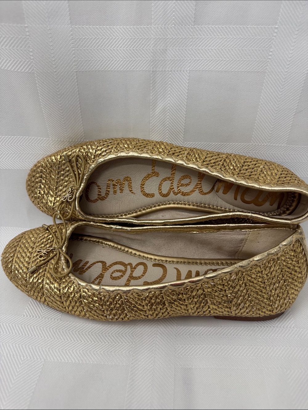 Sam Edelman Falcon 2 Metallic Gold Woven Ballet Flats